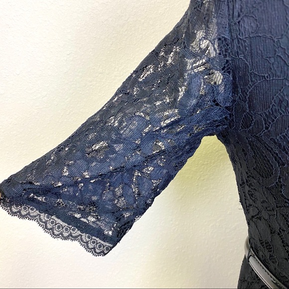 MOTHERHOOD Black Lace Belted Dress w/Plunging Back - Picture 8 of 12